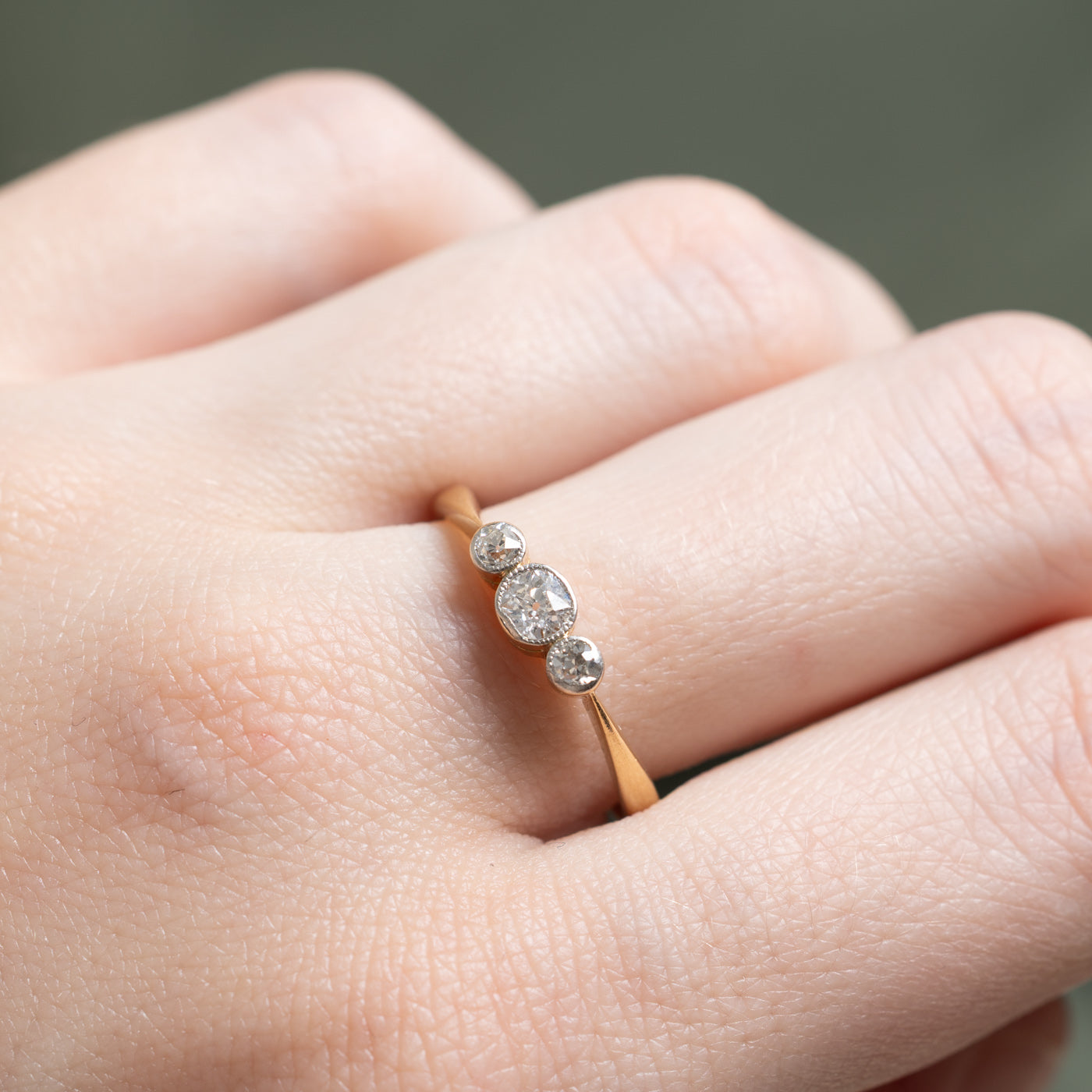 Three Stone Old European Diamond Ring | 0.34ctw | SZ 9