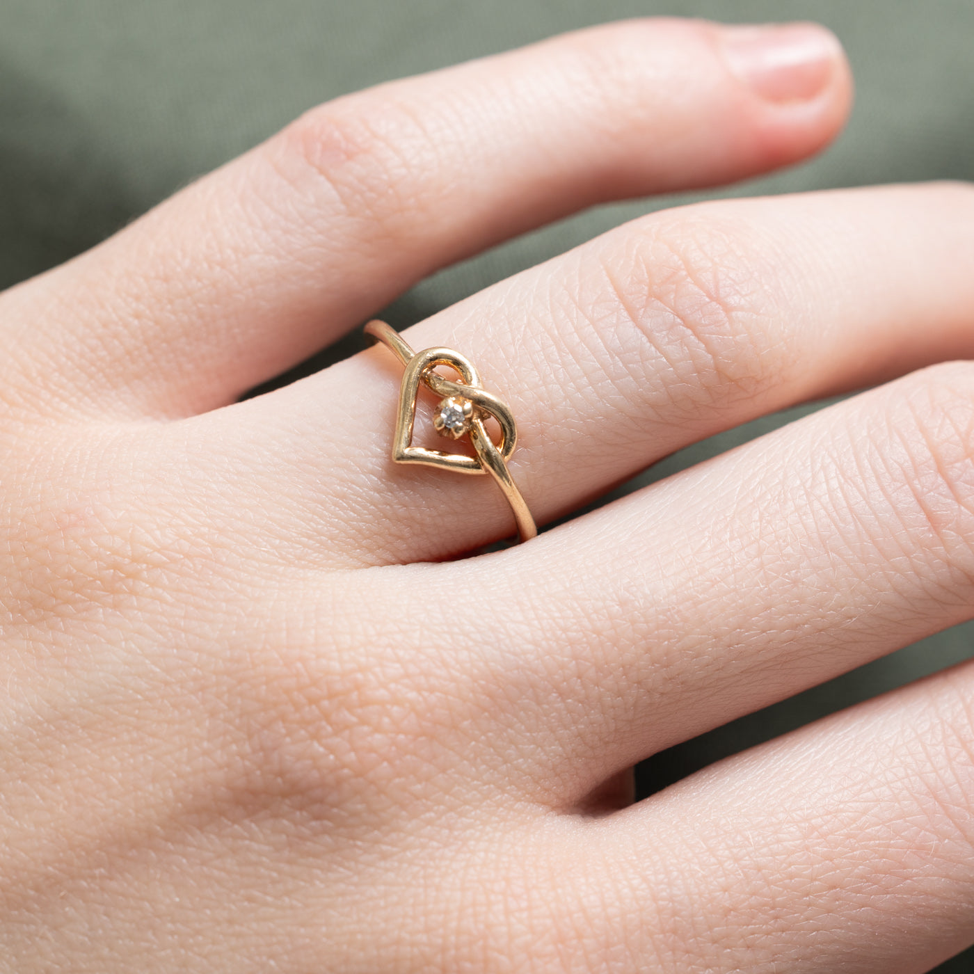 Bague cœur en diamant unique | 0,01 ct | Taille 4,5