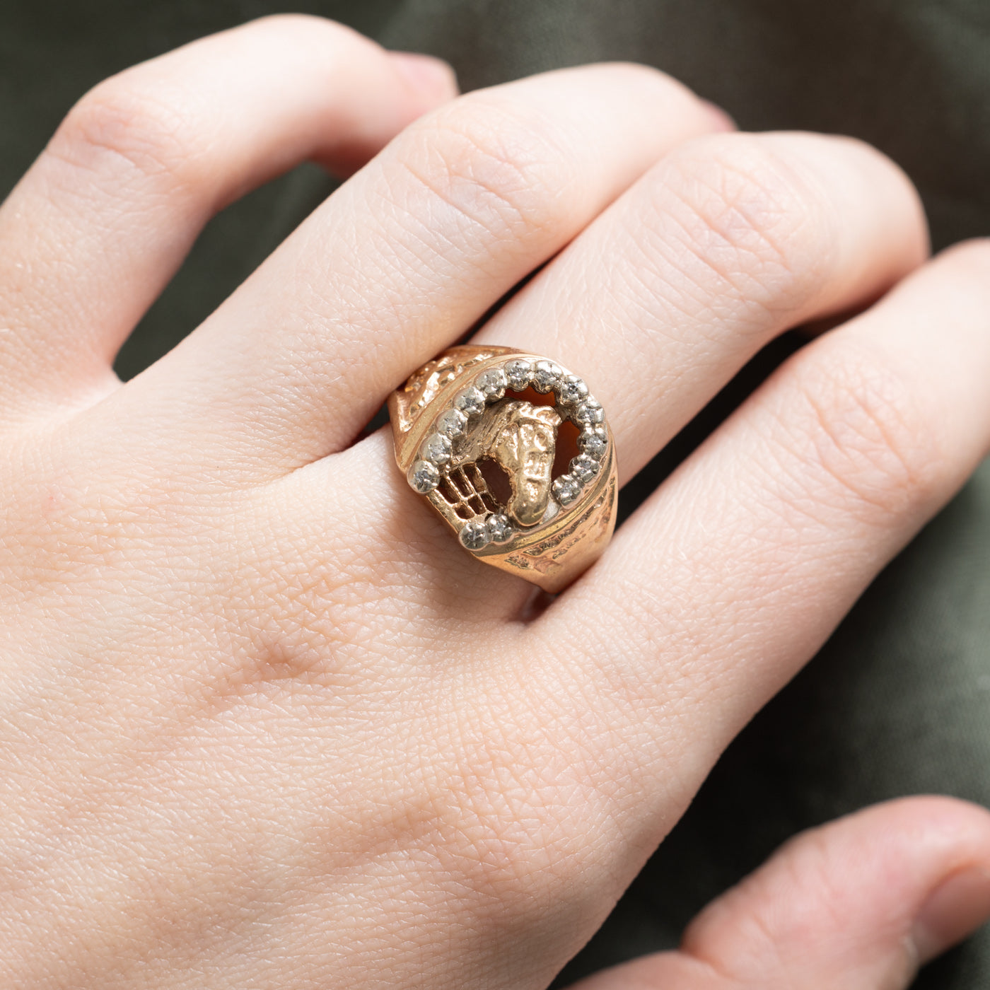 Diamond Horse & Horseshoe Ring | 0.04ctw | SZ 7.75