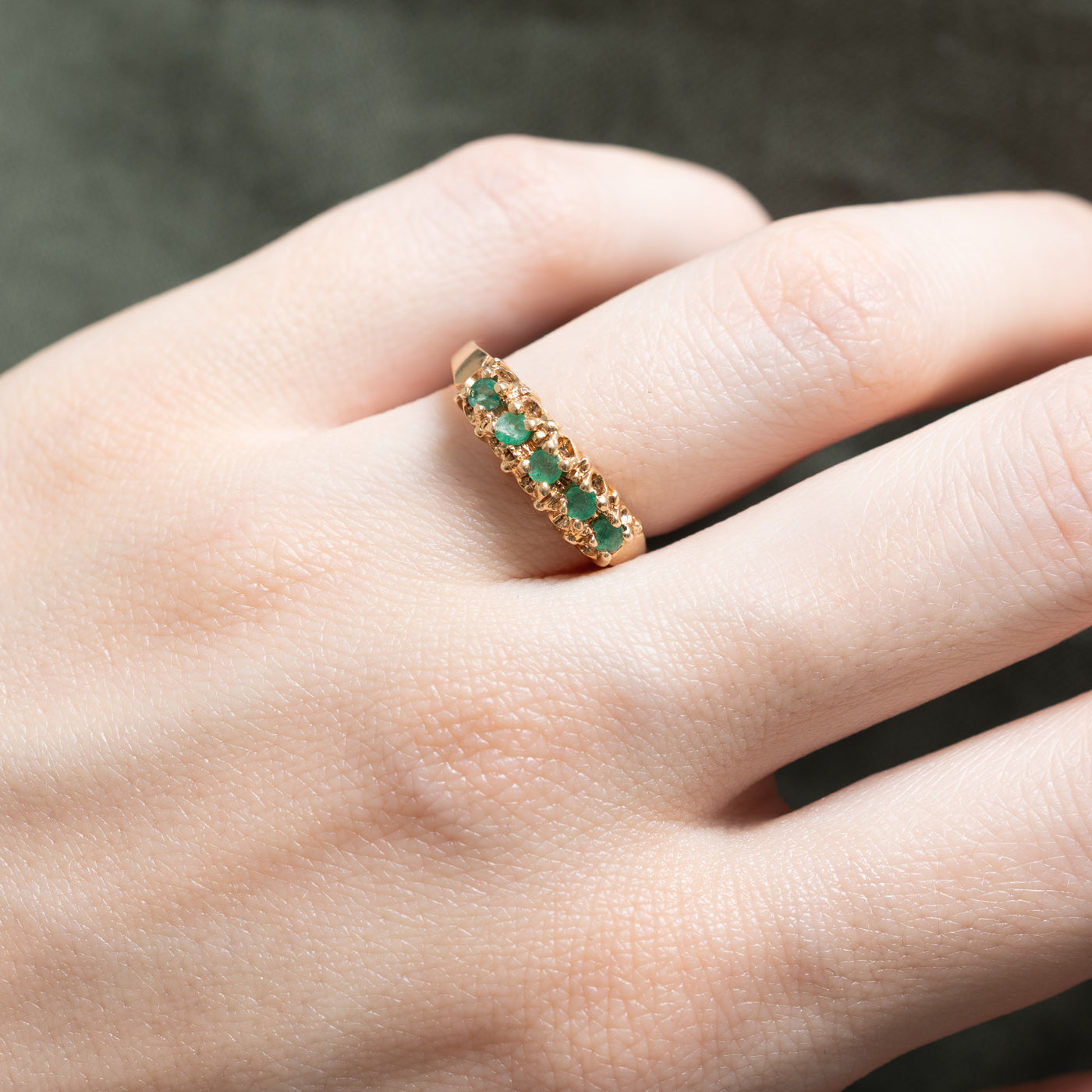 Bague cinq émeraudes | 0,12 ct | Taille 6