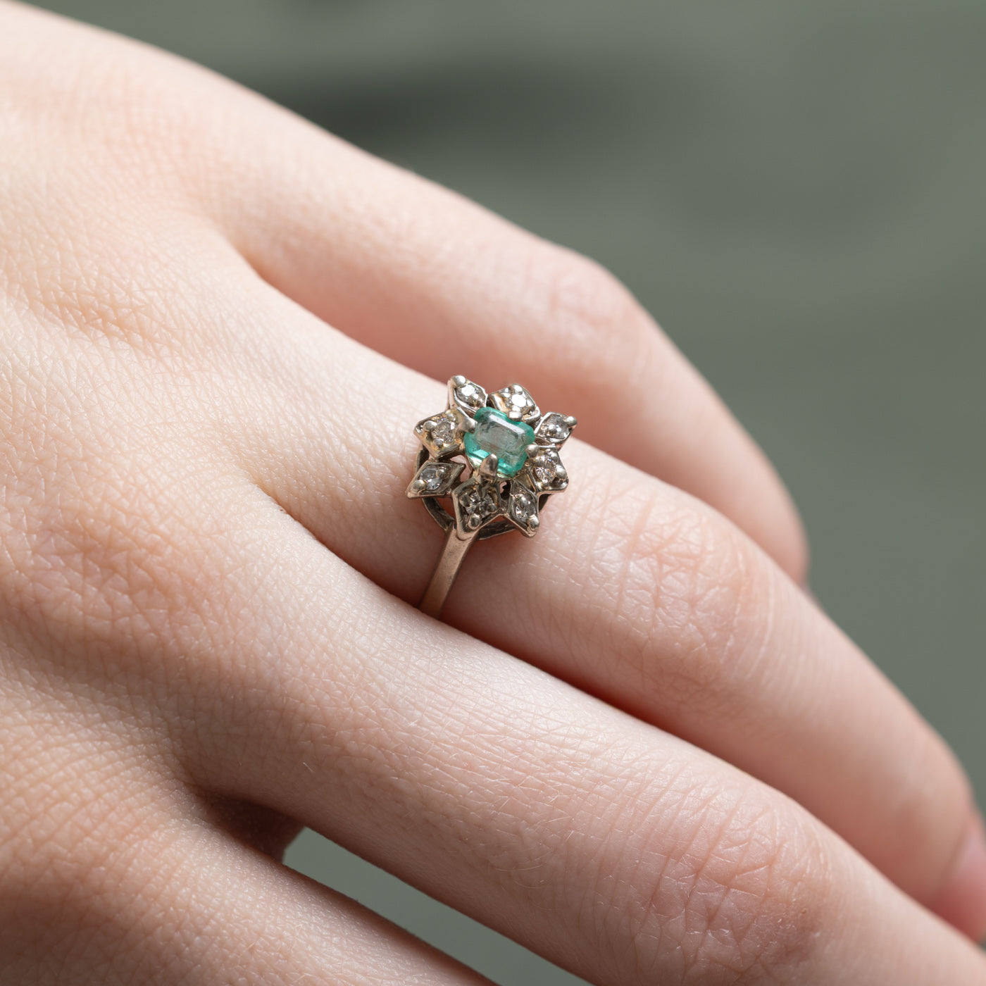 Emerald & Diamond Ring | 0.30ct, 0.12ctw | SZ 6.75
