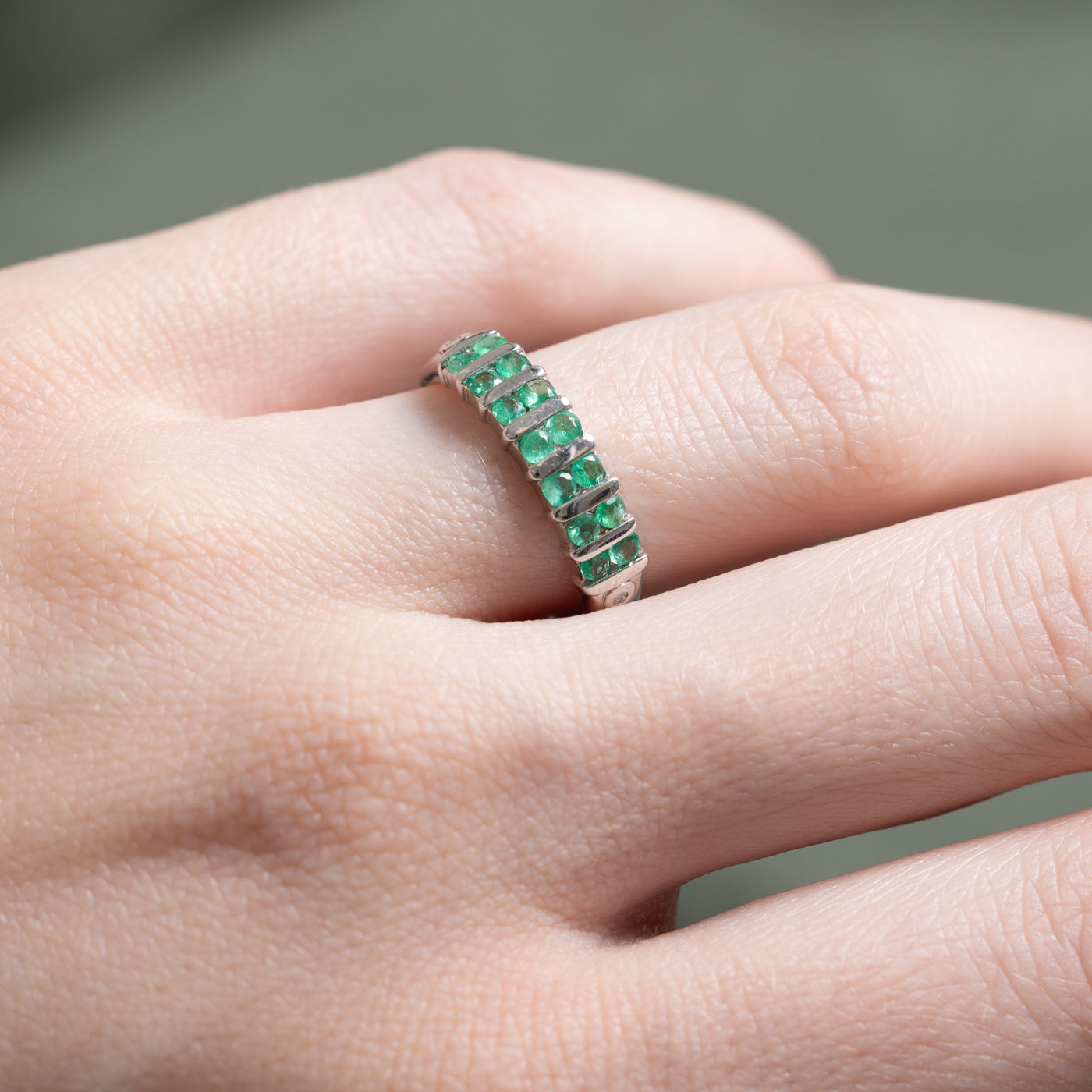 Multi Column Emerald & Diamond Ring | 0.50ctw, 0.01ctw | SZ 6.25