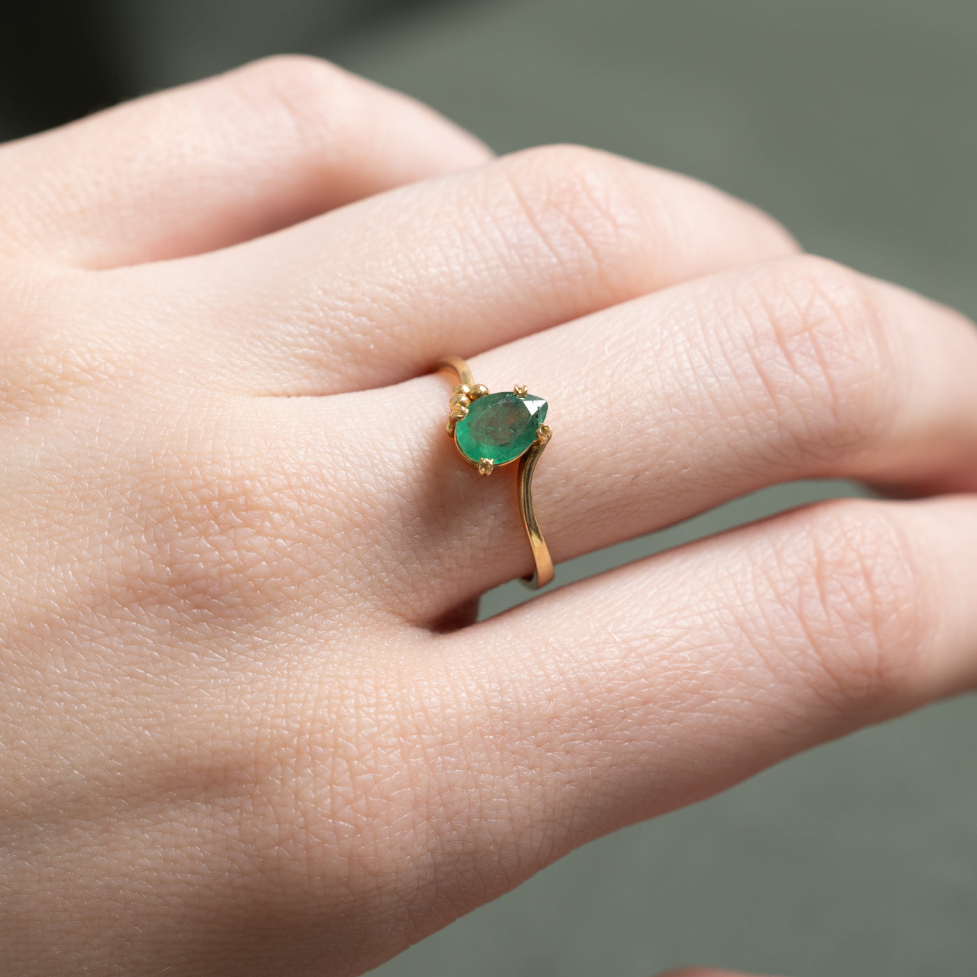Bague sertie d'une émeraude unique | 0,50 ct | Taille 6,5