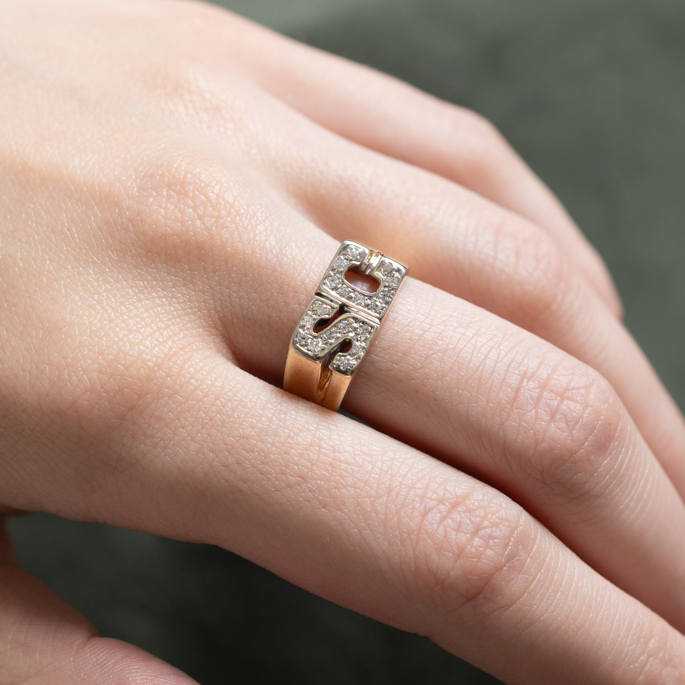 Bague initiales « SC » en diamant | 0,20 ct | Taille 8