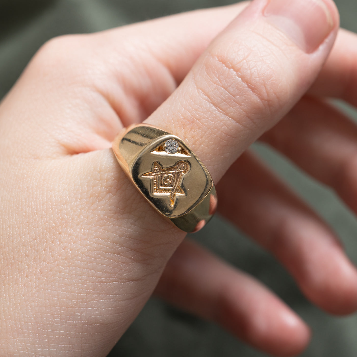 Free Masons Diamond Signet Ring | 0.08ct | SZ 12.25