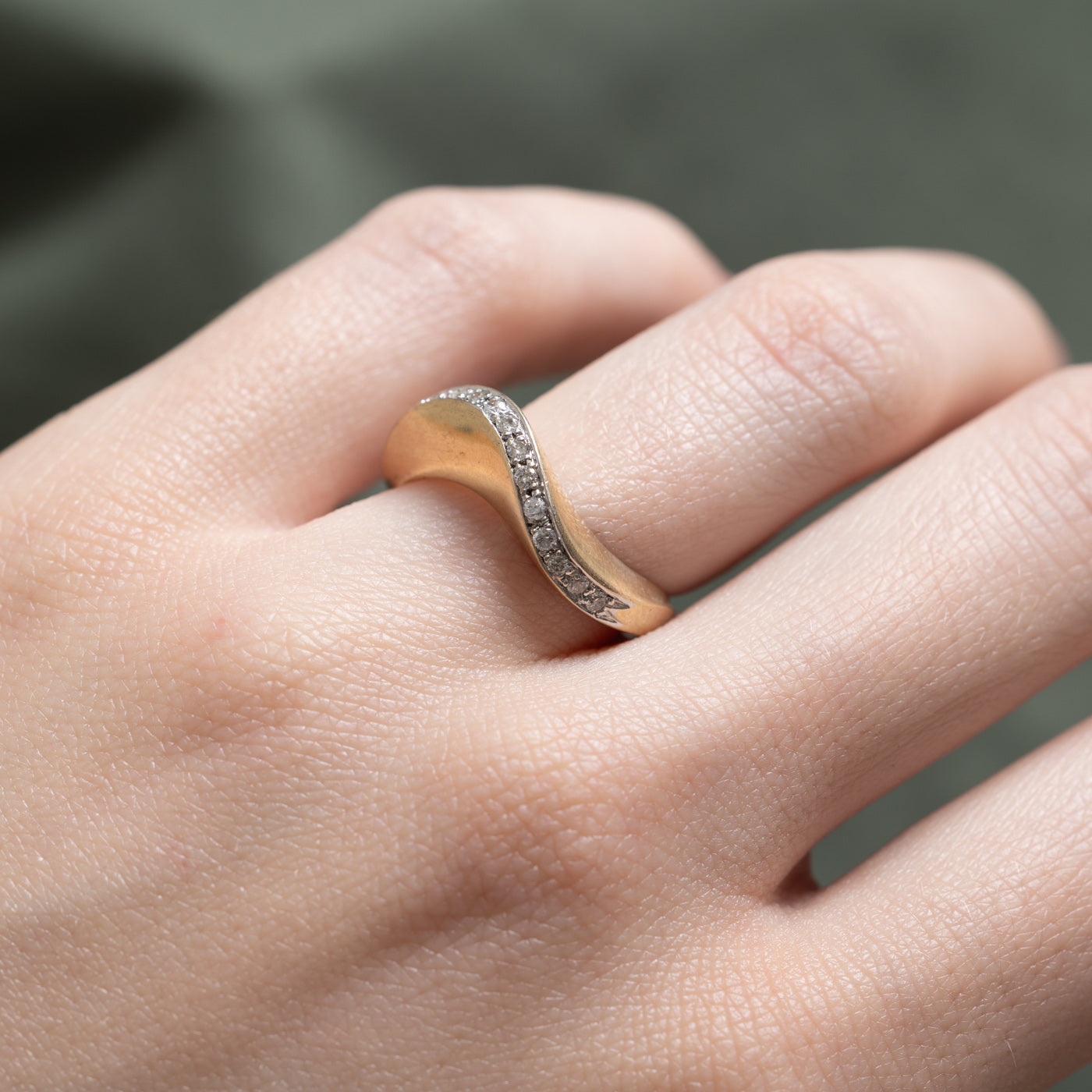Semi Eternity Diamond Wave Ring | 0.16ctw | SZ 6.75