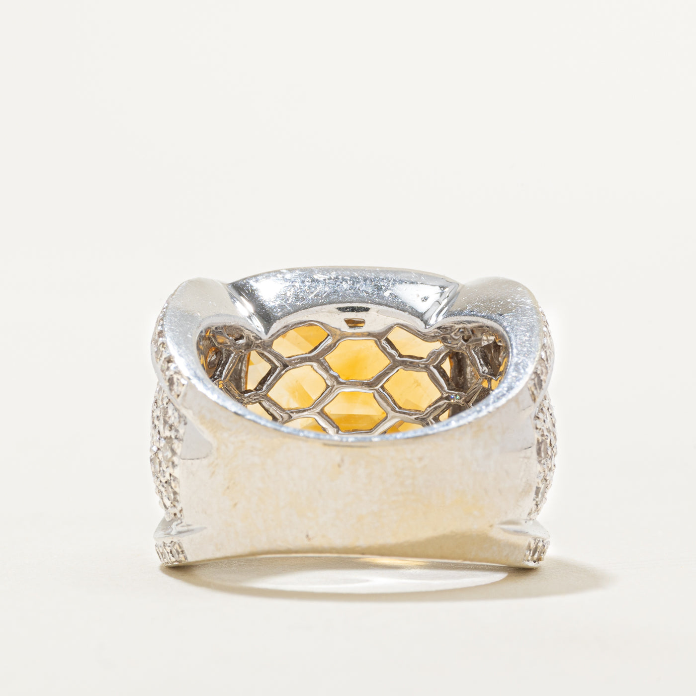 Pave Diamond & Citrine Cocktail Ring | 2.28ctw, 8.65ct | SZ 6.5 |