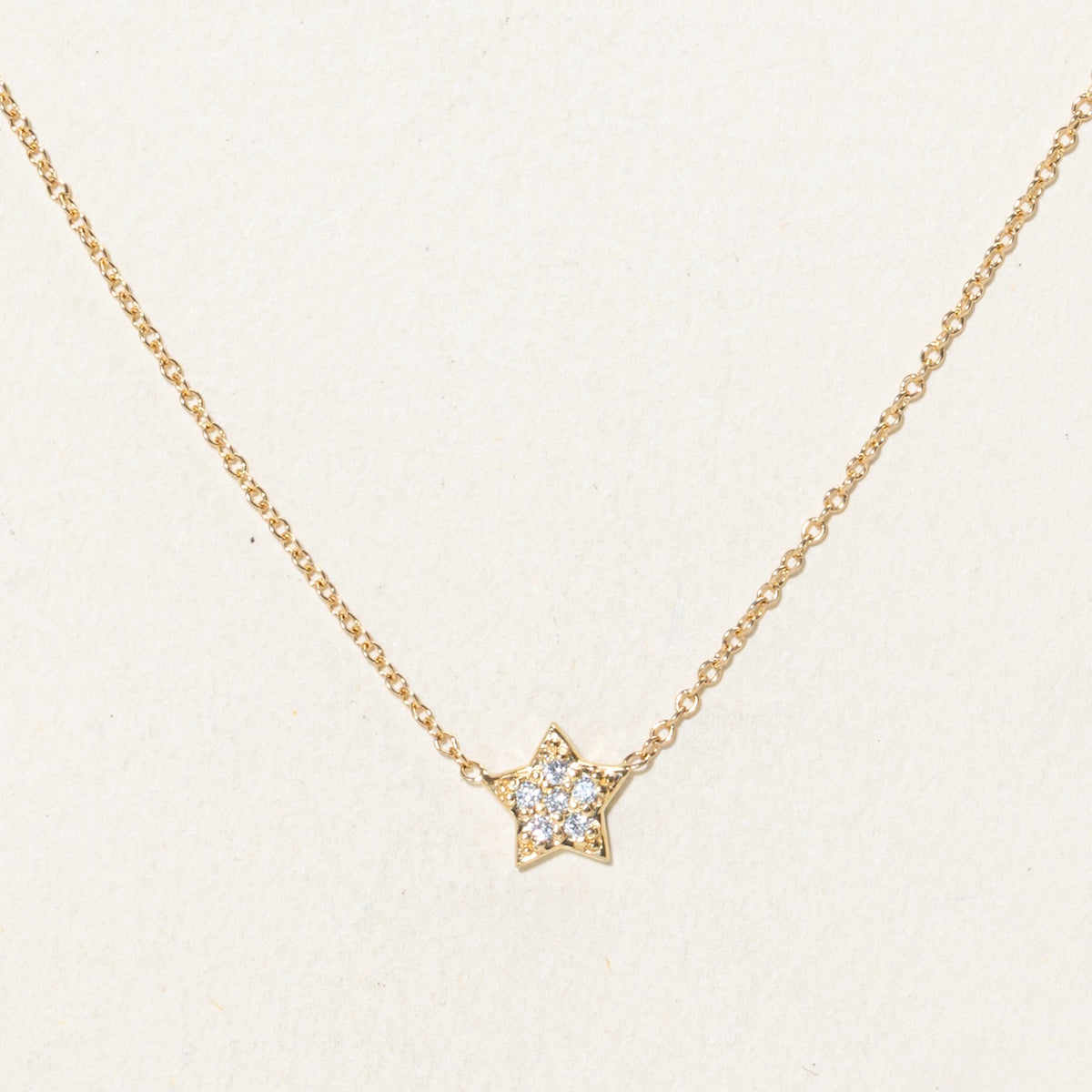 14k Pave Set Diamond Star Pendant Necklace | 16"