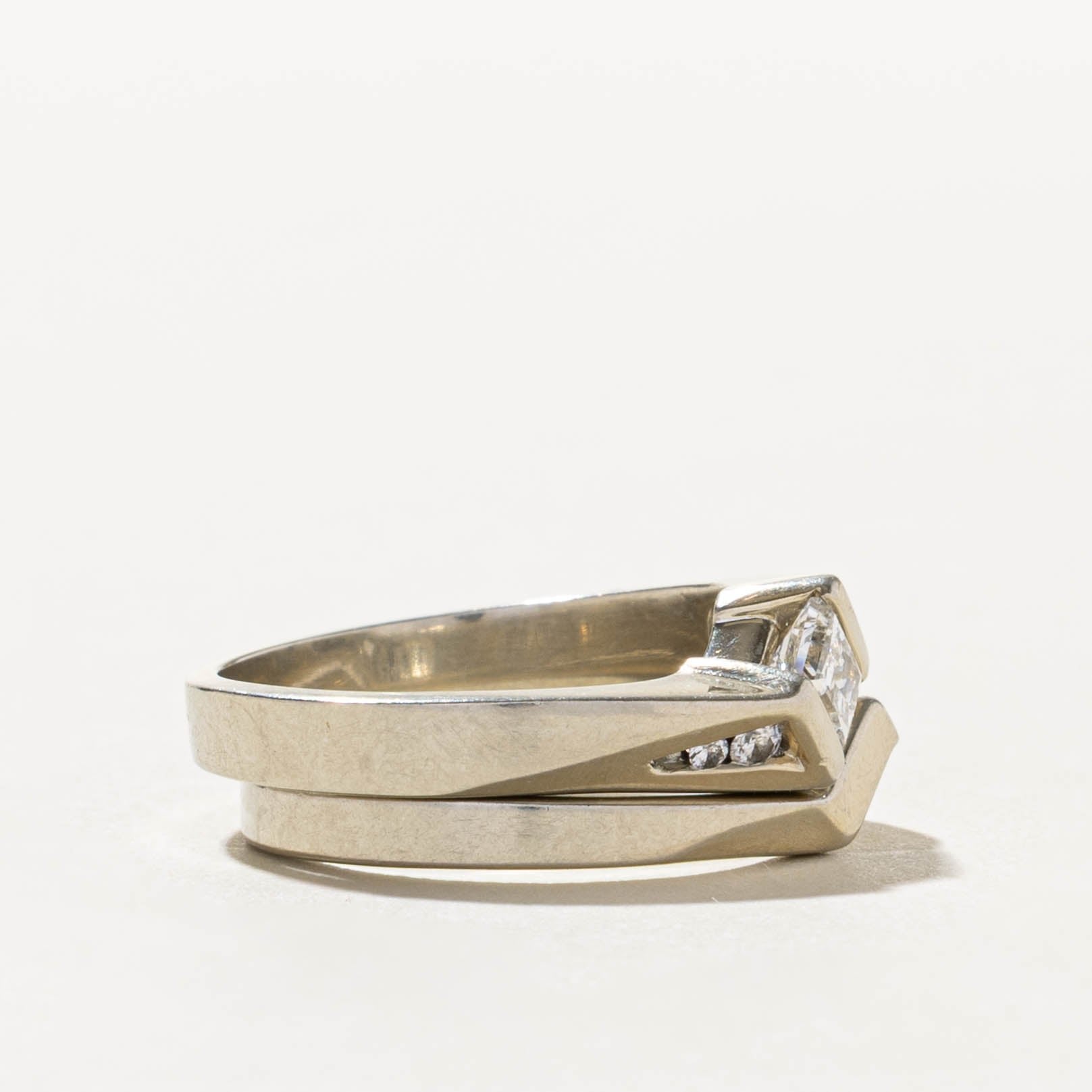 19k Tension Set Princess Cut Diamond Architectural Cocktail Ring | 0.48ctw | SZ 6.5