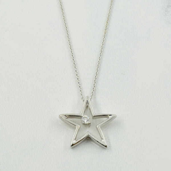 14k White Gold Adjustable Star Diamond Necklace | 0.03ct | 16