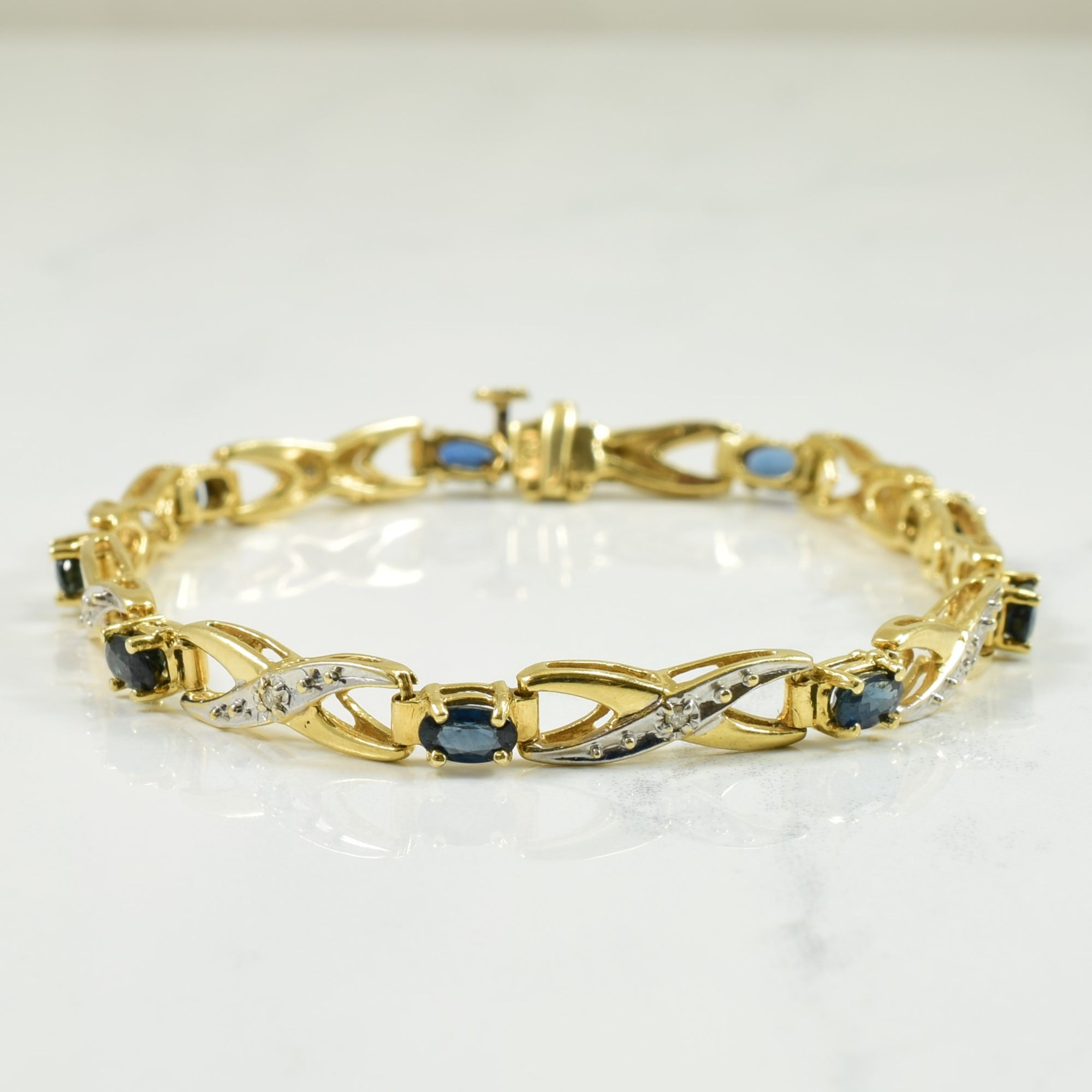 Sapphire & Diamond Bracelet | 2.25ctw, 0.05ctw | 7.25