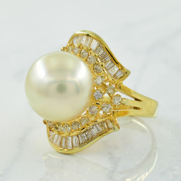 Pearl & Diamond Cocktail Ring | 12.00ct, 1.34ctw | SZ 6 |