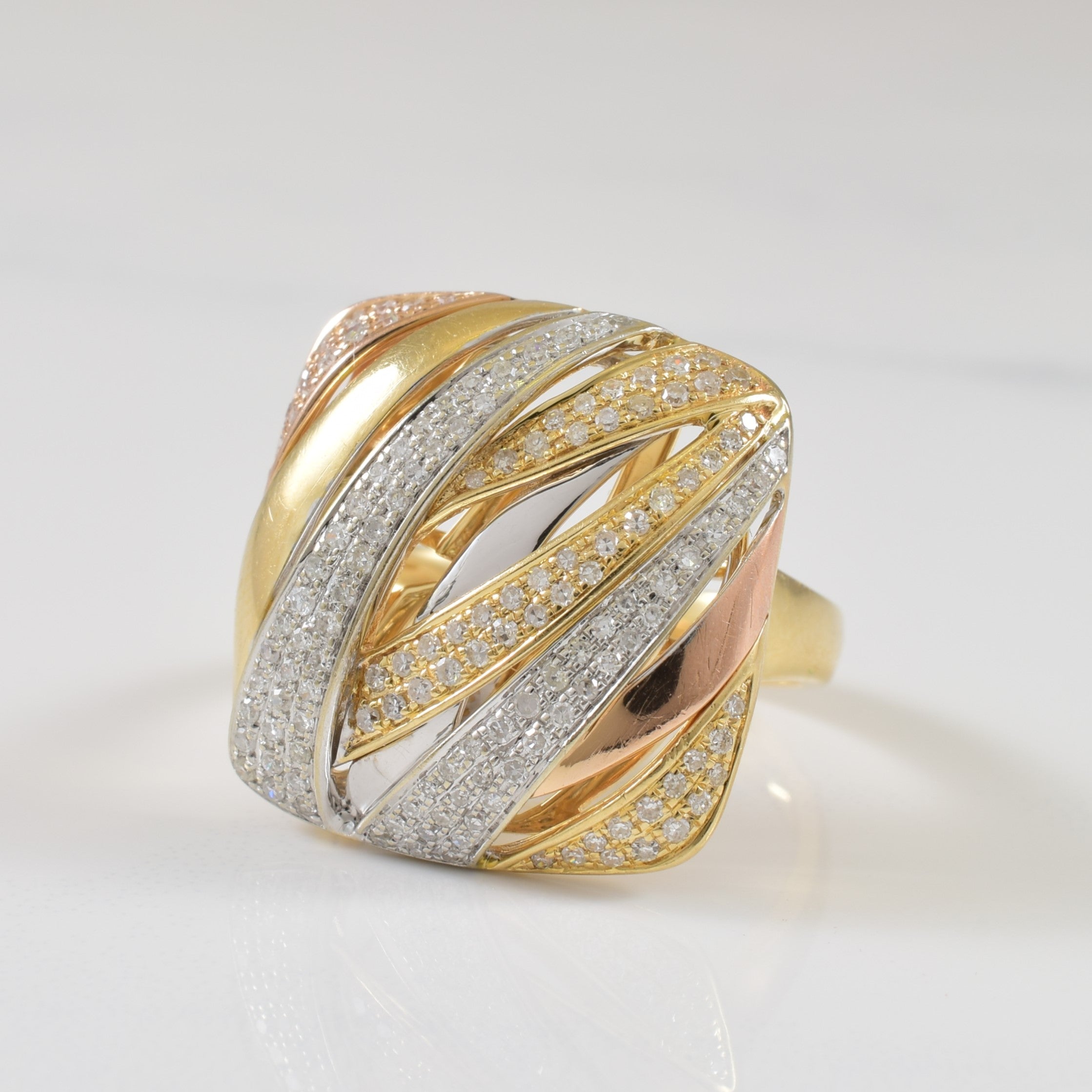Tri Tone Diamond Cocktail Ring | 0.50ctw | SZ 7 |
