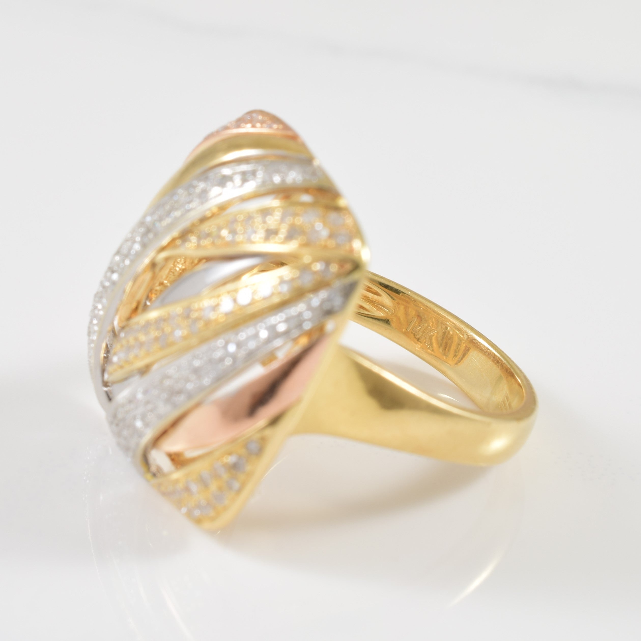 Tri Tone Diamond Cocktail Ring | 0.50ctw | SZ 7 |