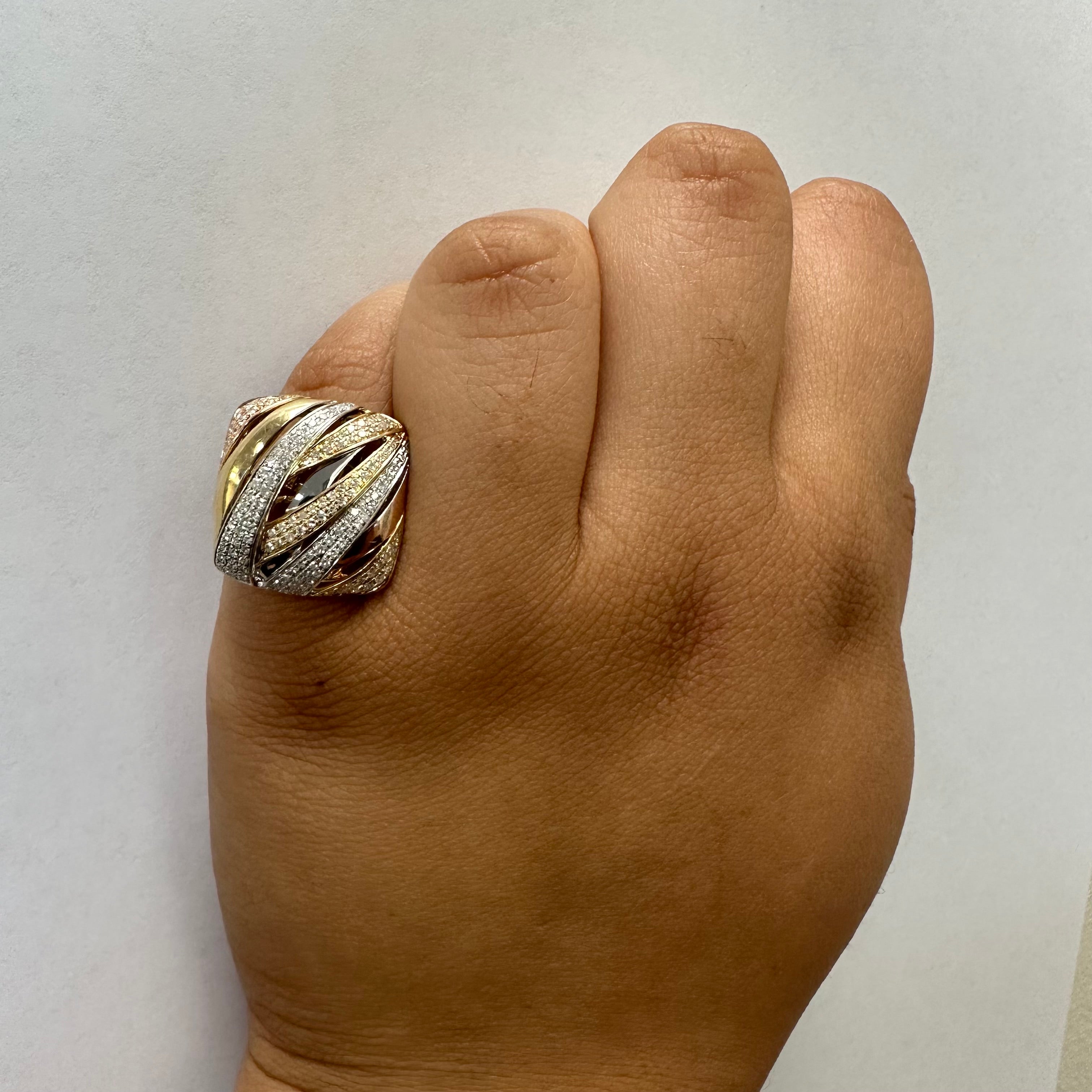 Tri Tone Diamond Cocktail Ring | 0.50ctw | SZ 7 |