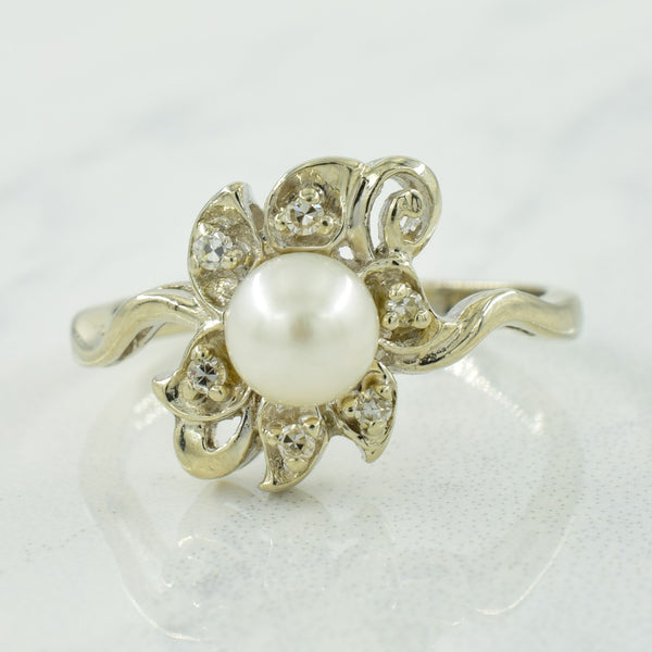 Pearl & Diamond Pinwheel Ring | 1.50ct, 0.10ctw | SZ 7.75 |