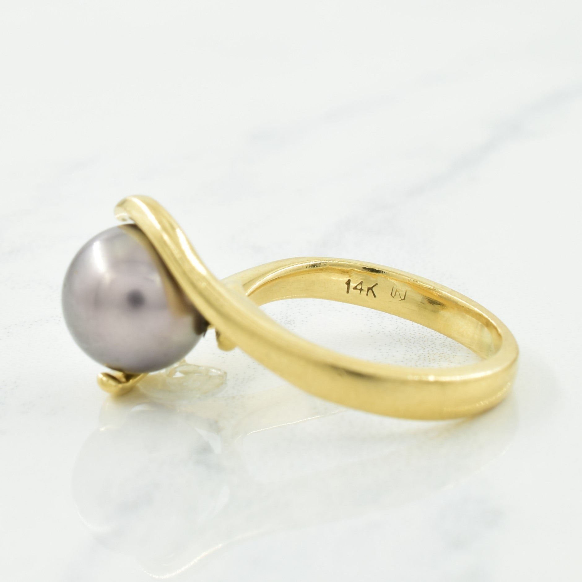 Black Pearl Bypass Ring | 4.00ct | SZ 3.5 |