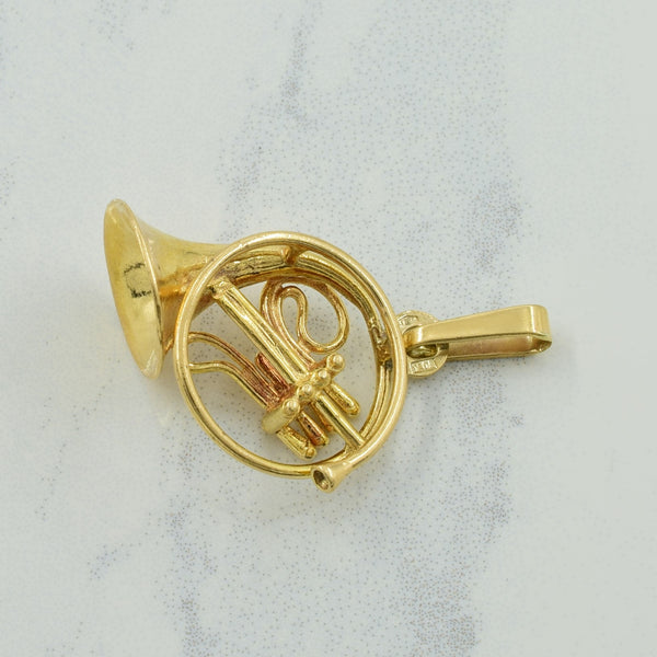 10k Yellow Gold French Horn Pendant |
