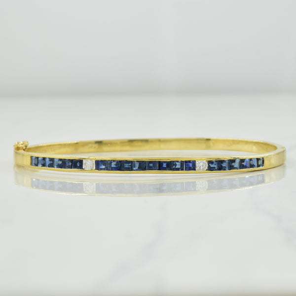 Channel Set Sapphire & Diamond Bracelet | 2.80ctw, 0.14ctw | 7.5
