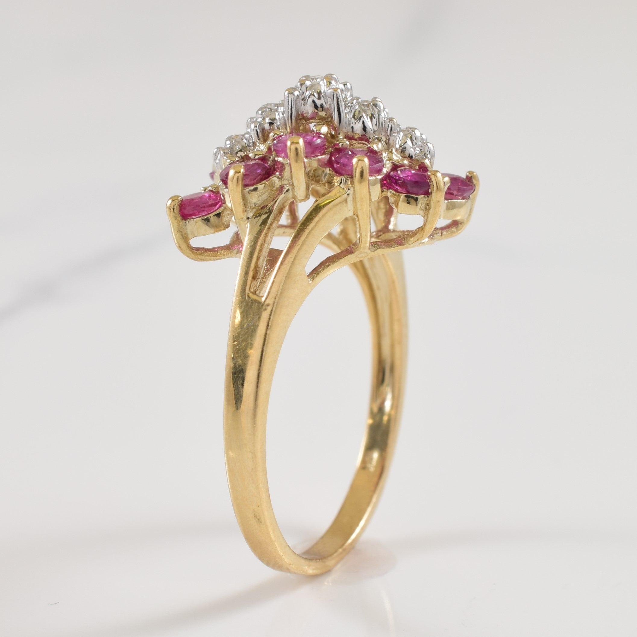 Ruby & Diamond Bypass Ring | 1.00ctw, 0.02ctw | SZ 6 |
