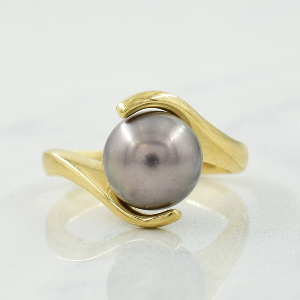 Black Pearl Bypass Ring | 4.00ct | SZ 3.5 |
