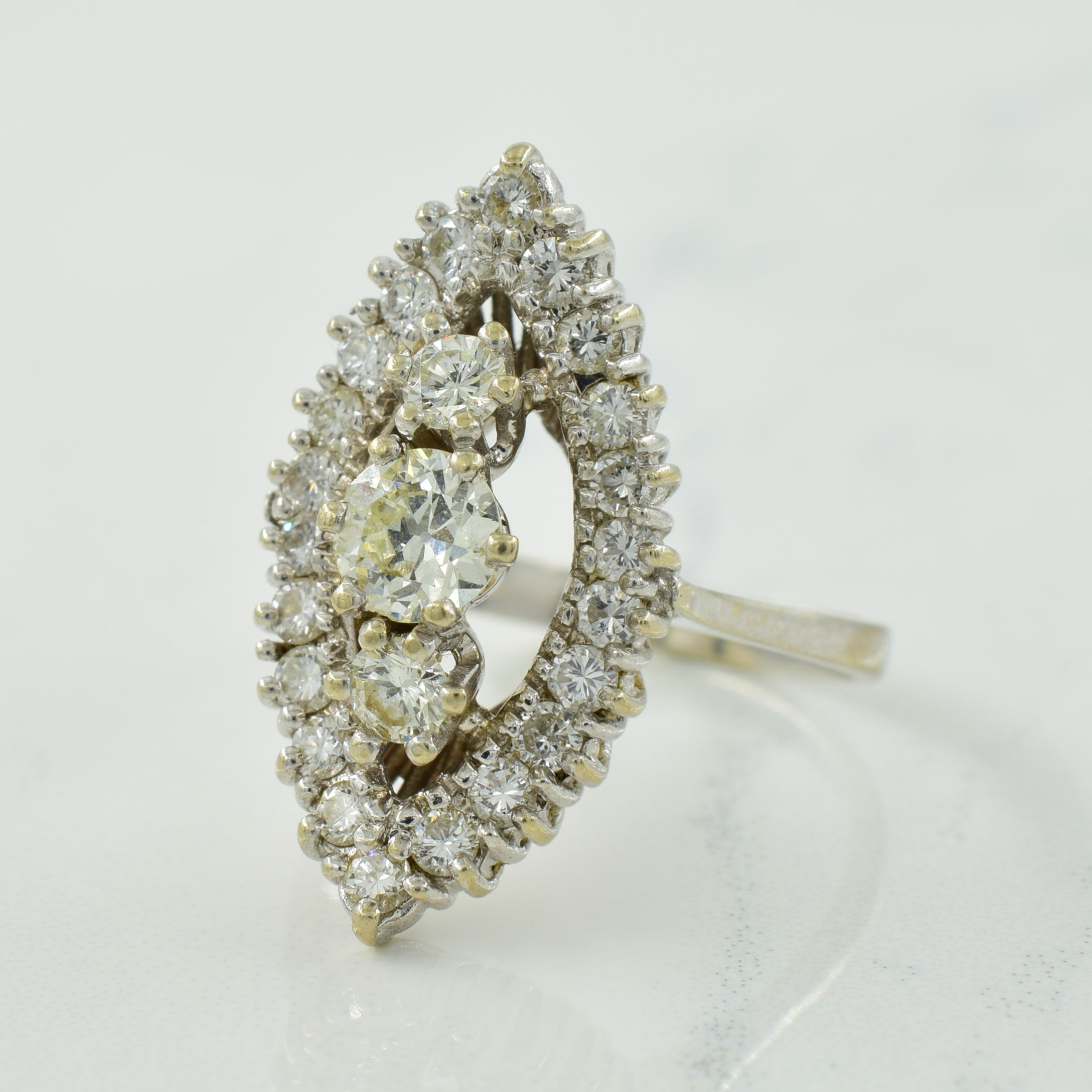 Bague en diamant taille marquise | 1,30 ct | Taille 7,5 | 