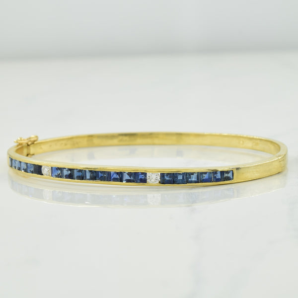 Channel Set Sapphire & Diamond Bracelet | 2.80ctw, 0.14ctw | 7.5