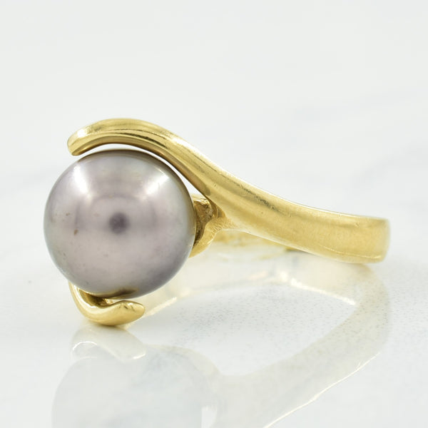 Black Pearl Bypass Ring | 4.00ct | SZ 3.5 |