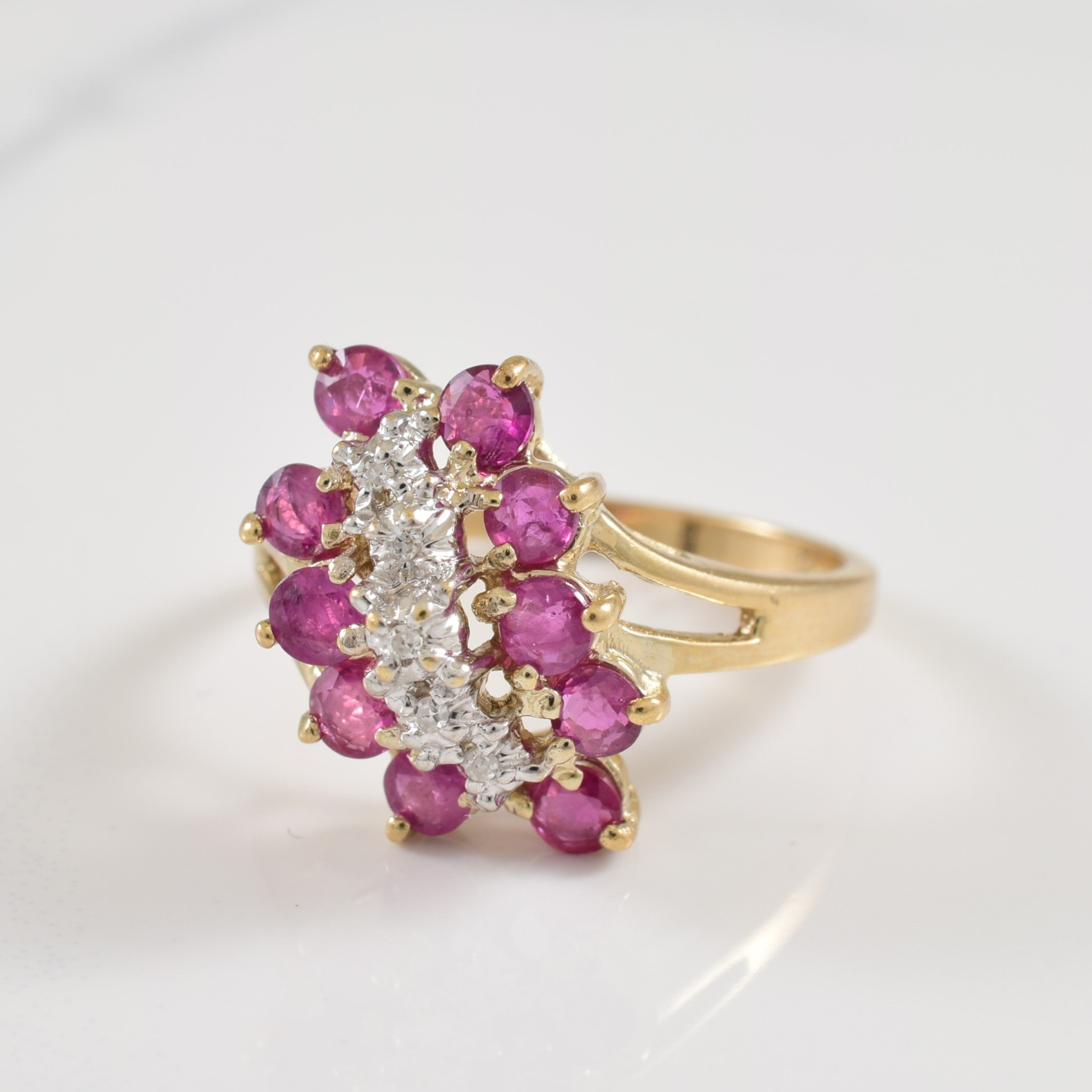 Ruby & Diamond Bypass Ring | 1.00ctw, 0.02ctw | SZ 6 |