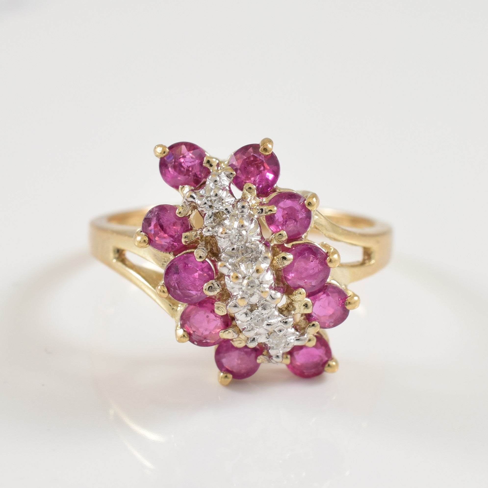 Ruby & Diamond Bypass Ring | 1.00ctw, 0.02ctw | SZ 6 |