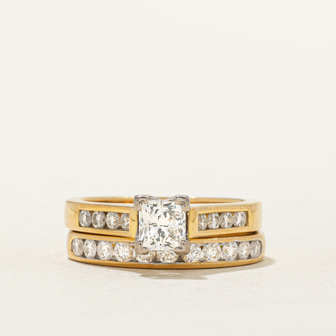 Solitaire with Accents Diamond Wedding Ring Set | 1.02 ctw, SZ 5.25 |