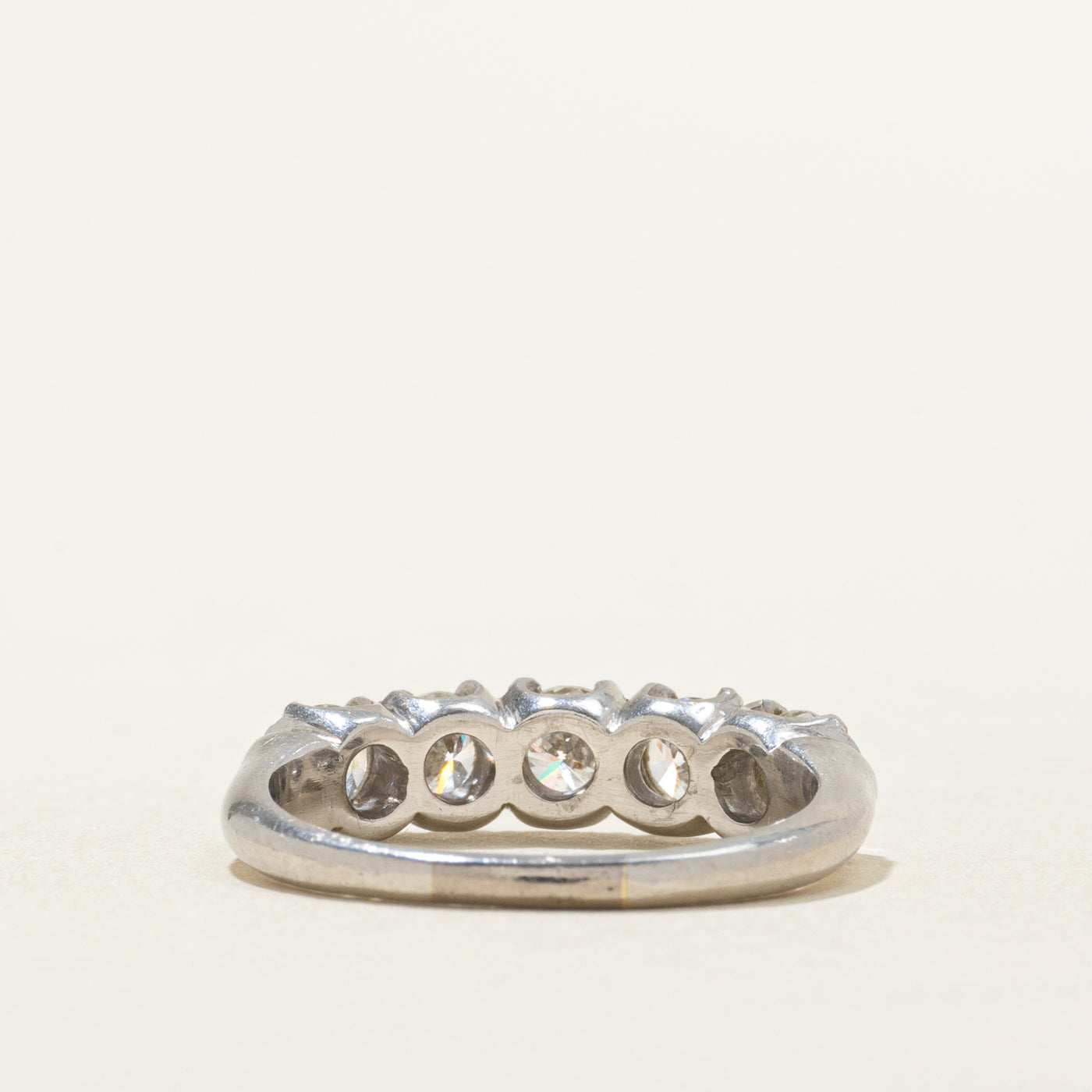 Five Stone Diamond Iridium Wedding Ring | 0.90 ctw, SZ 5.75 |