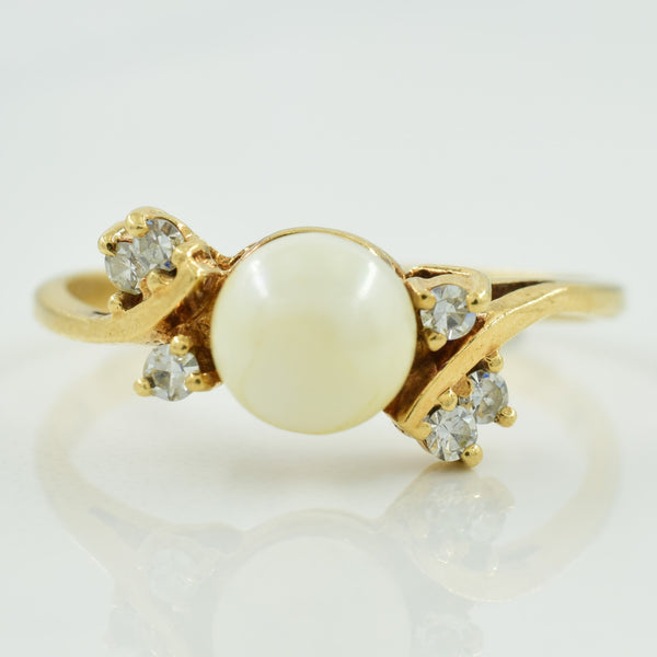 Cultured Pearl & Diamond Bypass Ring | 1.70ct, 0.12ctw | SZ 8.75 |