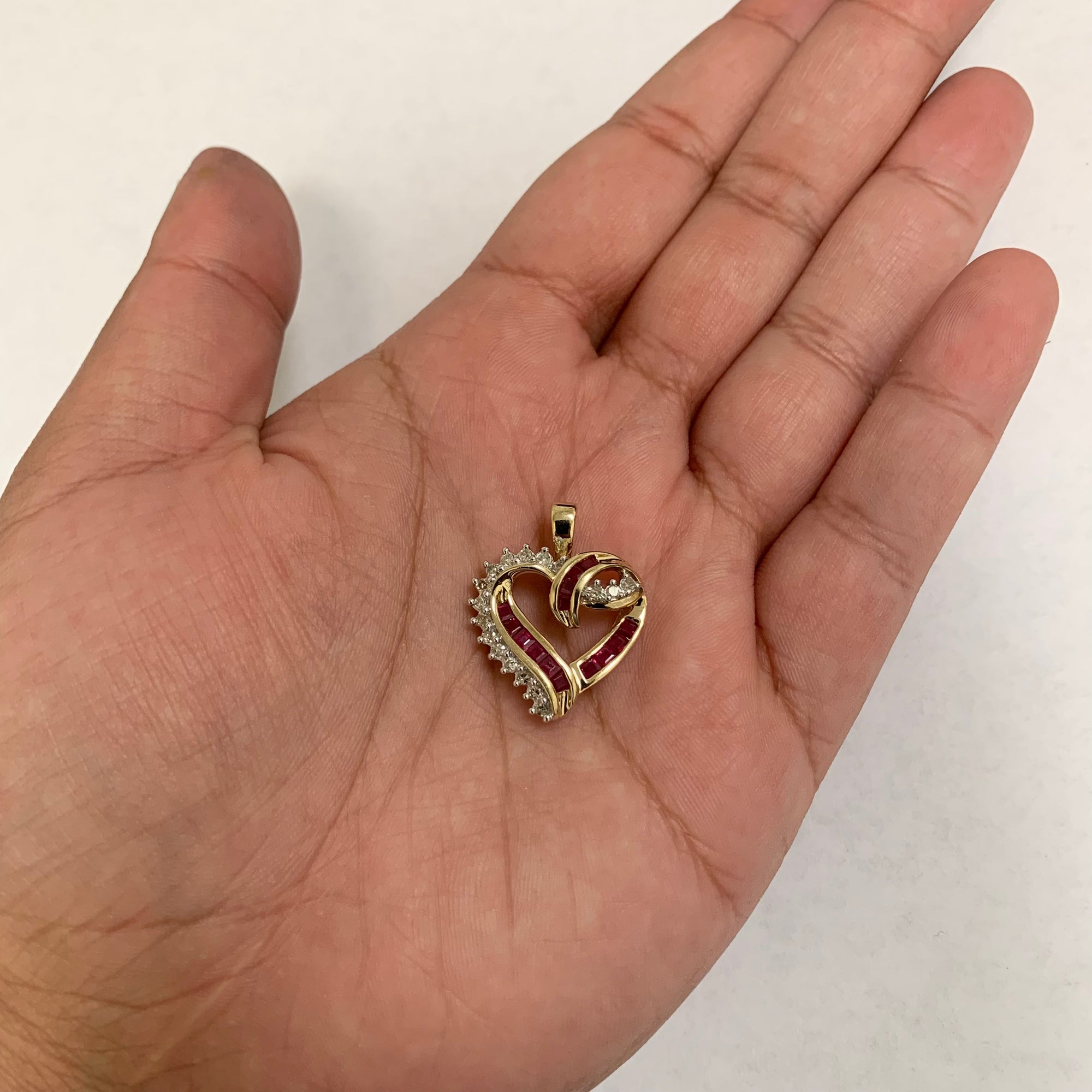 Ruby & Diamond Heart Pendant | 0.60ctw, 0.25ctw |