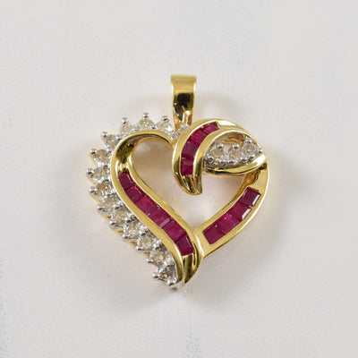 Ruby & Diamond Heart Pendant | 0.60ctw, 0.25ctw |