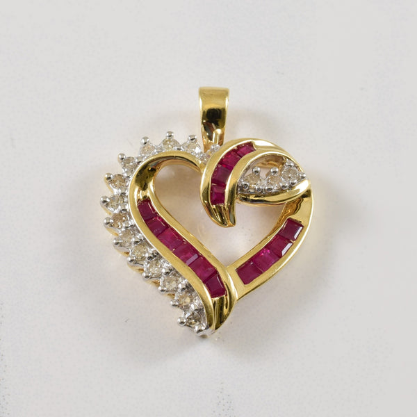 Ruby & Diamond Heart Pendant | 0.60ctw, 0.25ctw |