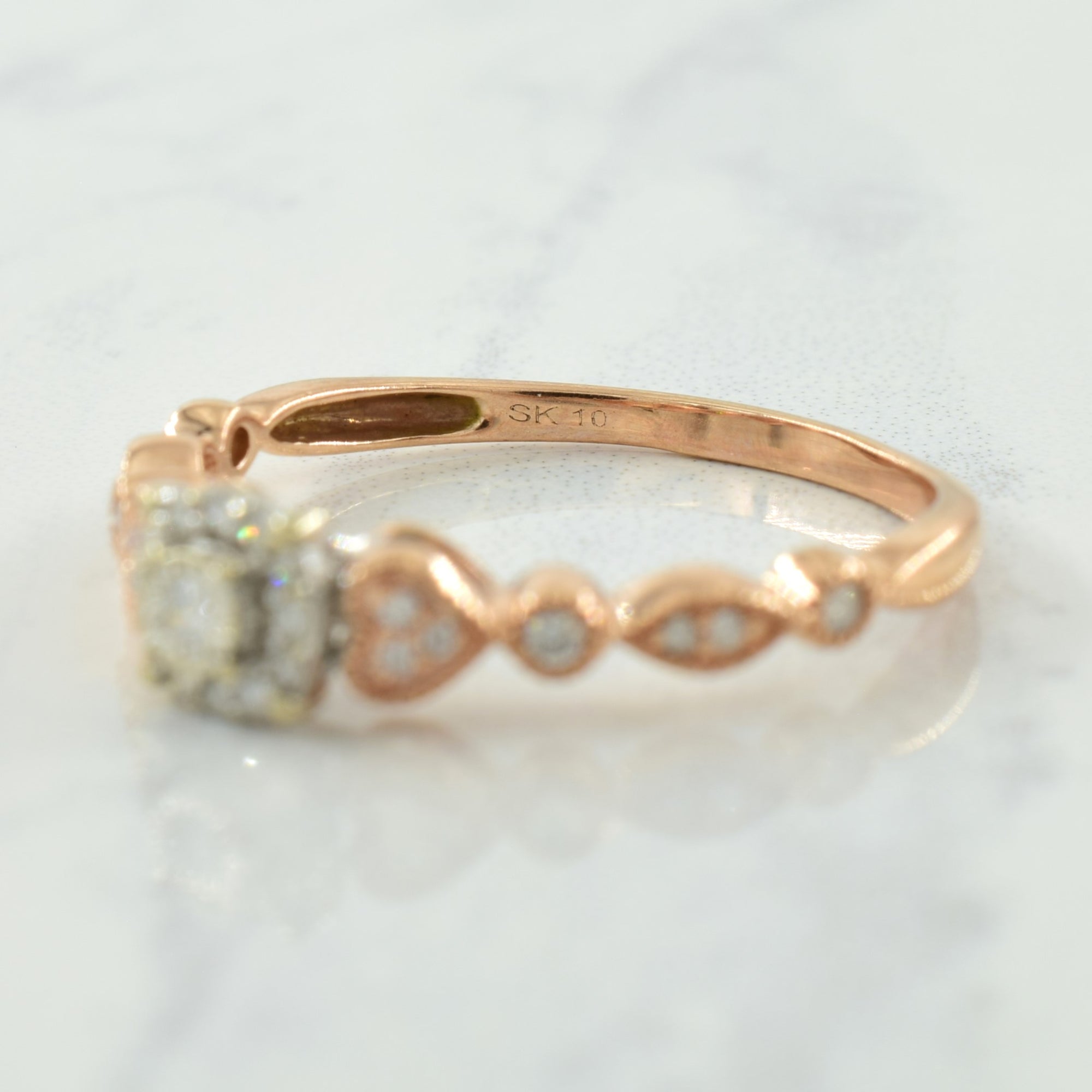 Rose & White Gold Diamond Ring | 0.20ctw | SZ 8.75 |