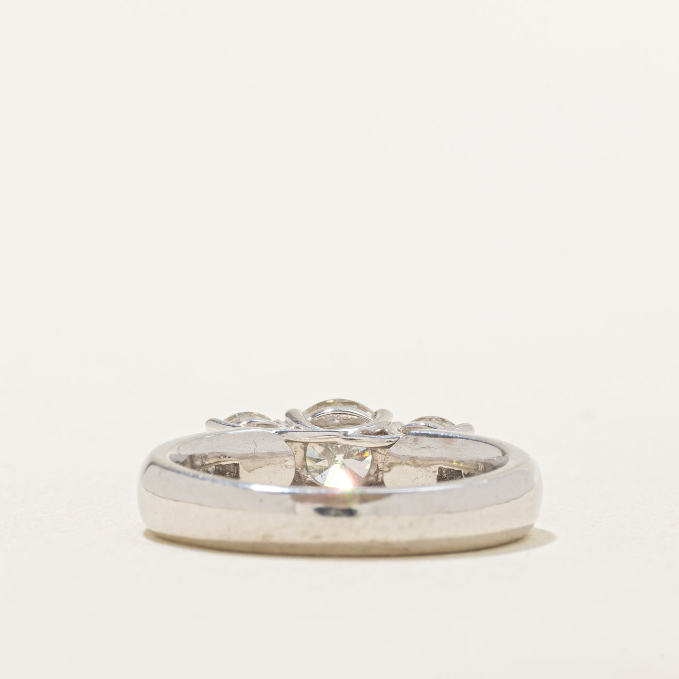 High Set Three Stone Diamond & Accents Engagement Ring | 1.52 ctw, SZ 6 |