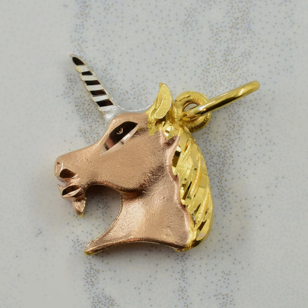 10k Tri-Tone Gold Unicorn Charm |