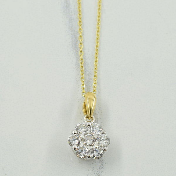 Adjustable Diamond Cluster Necklace | 0.42ctw | 16
