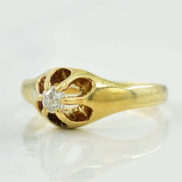 Antique Victorian Belcher Set Old European Diamond Ring | 0.07ct | SZ 4.5 |