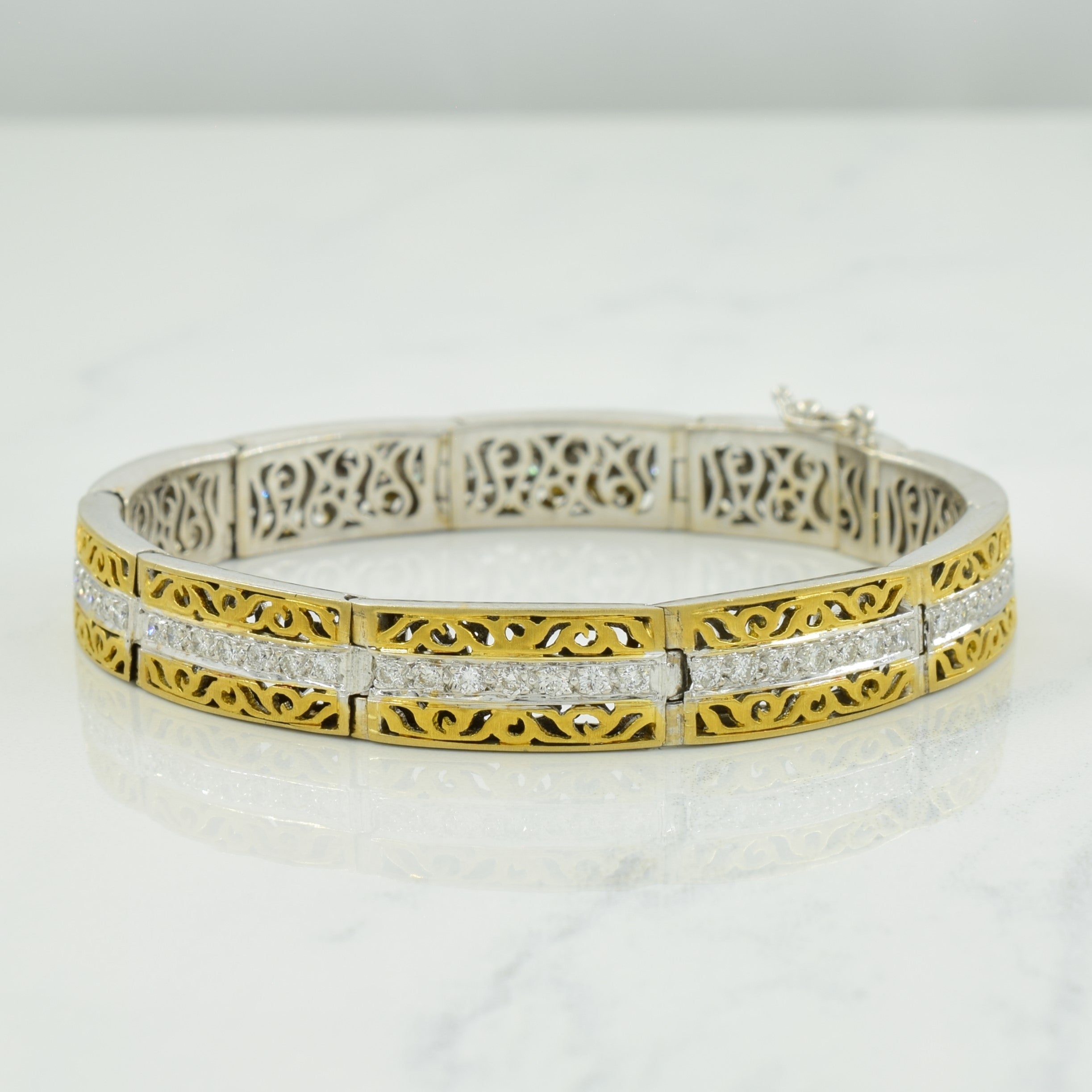 Two Tone Gold Diamond Bracelet | 1.42ctw | 7" |