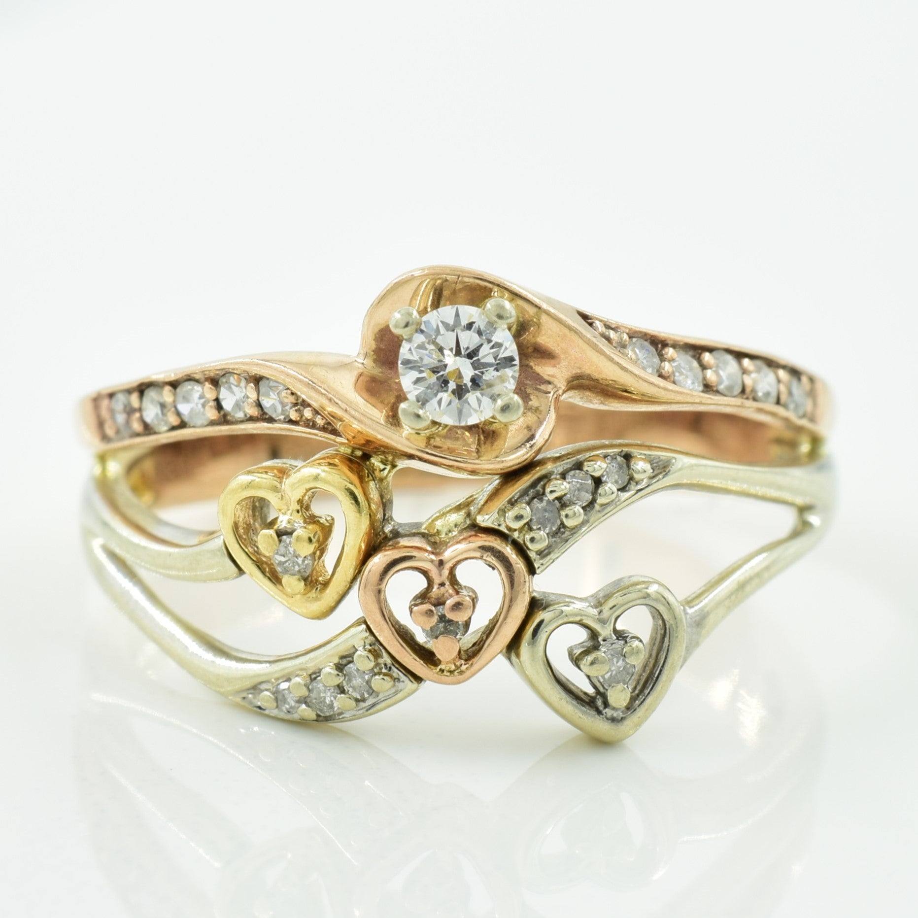 Tri Tone Diamond Ring | 0.18ctw | SZ 8.75 |