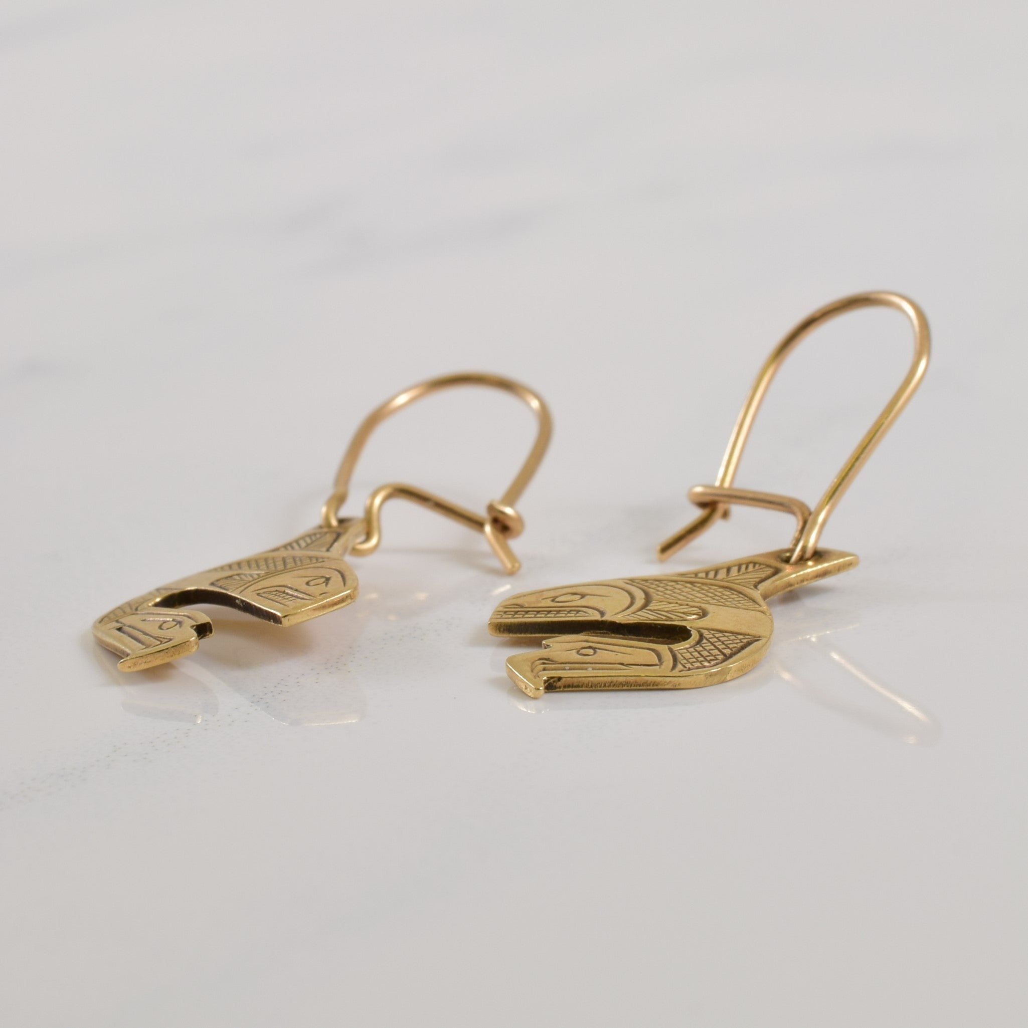 14k Yellow Gold Indigenous Art Earring |