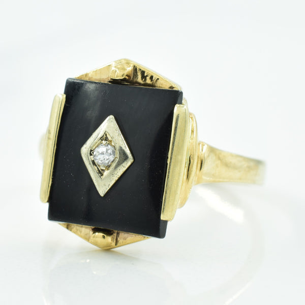 Black Onyx & Diamond Ring | 3.00ct, 0.02ct | SZ 8.75 |