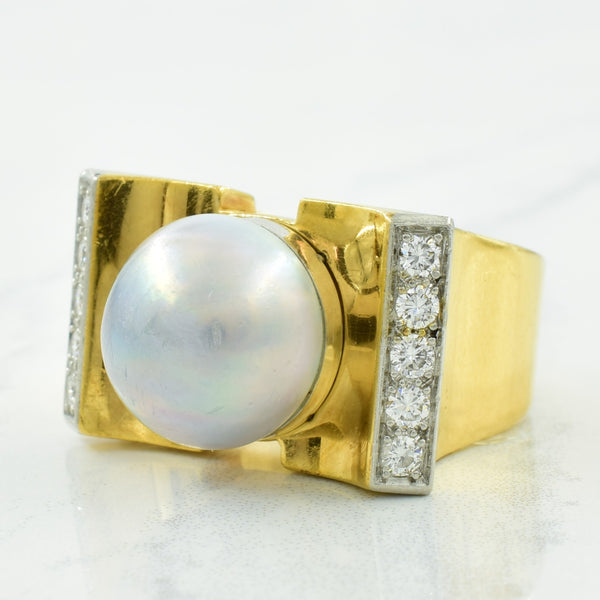 Mabé Pearl & Diamond Ring | 8.00ct, 0.40ctw | SZ 8.25 |