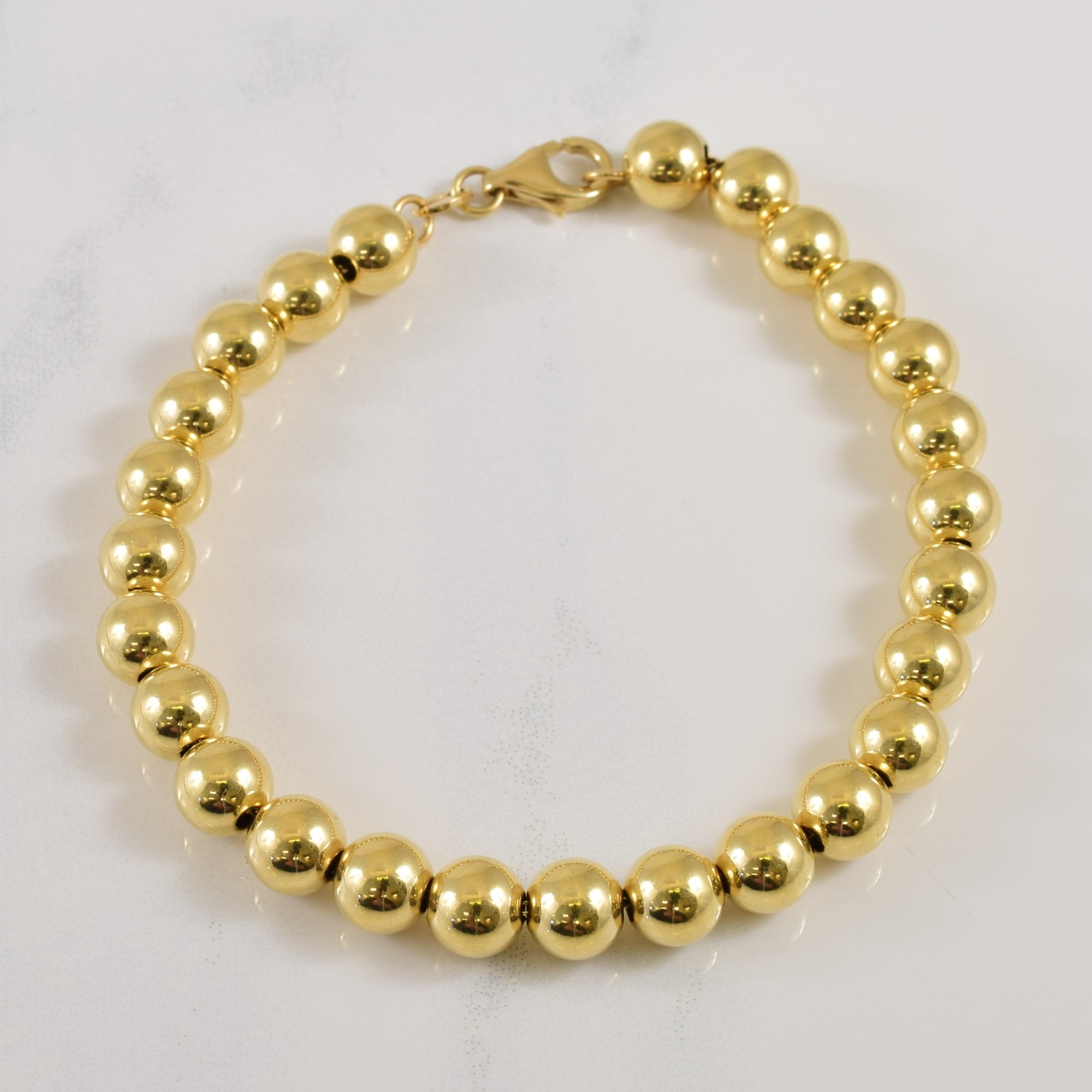 18k Yellow Gold Bead Bracelet | 6.75
