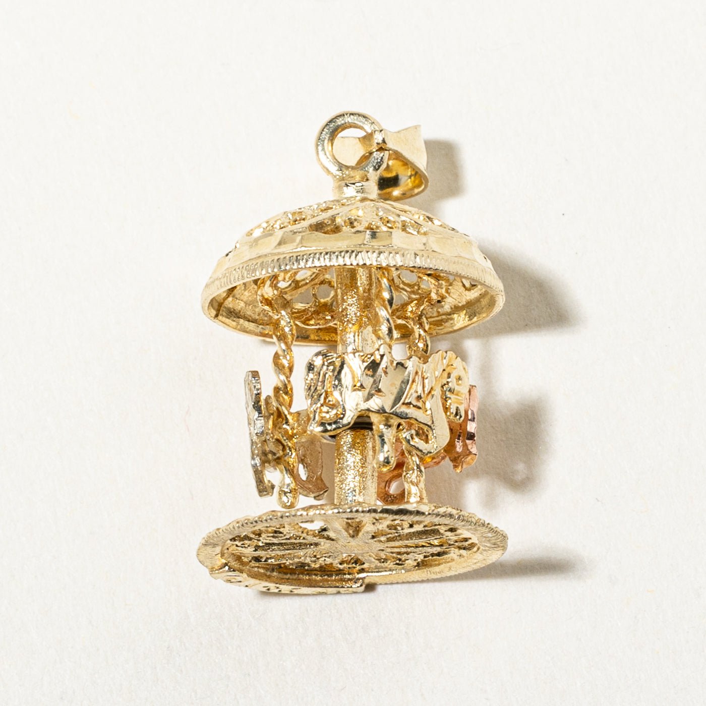 14k Yellow & Rose Gold Milgrained Carousel Charm