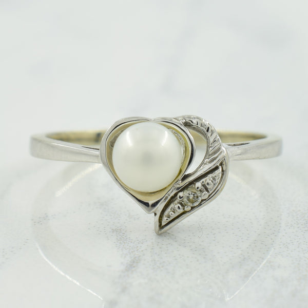 Pearl & Diamond Ring | 0.90ct, 0.01ct | SZ 7.5 |