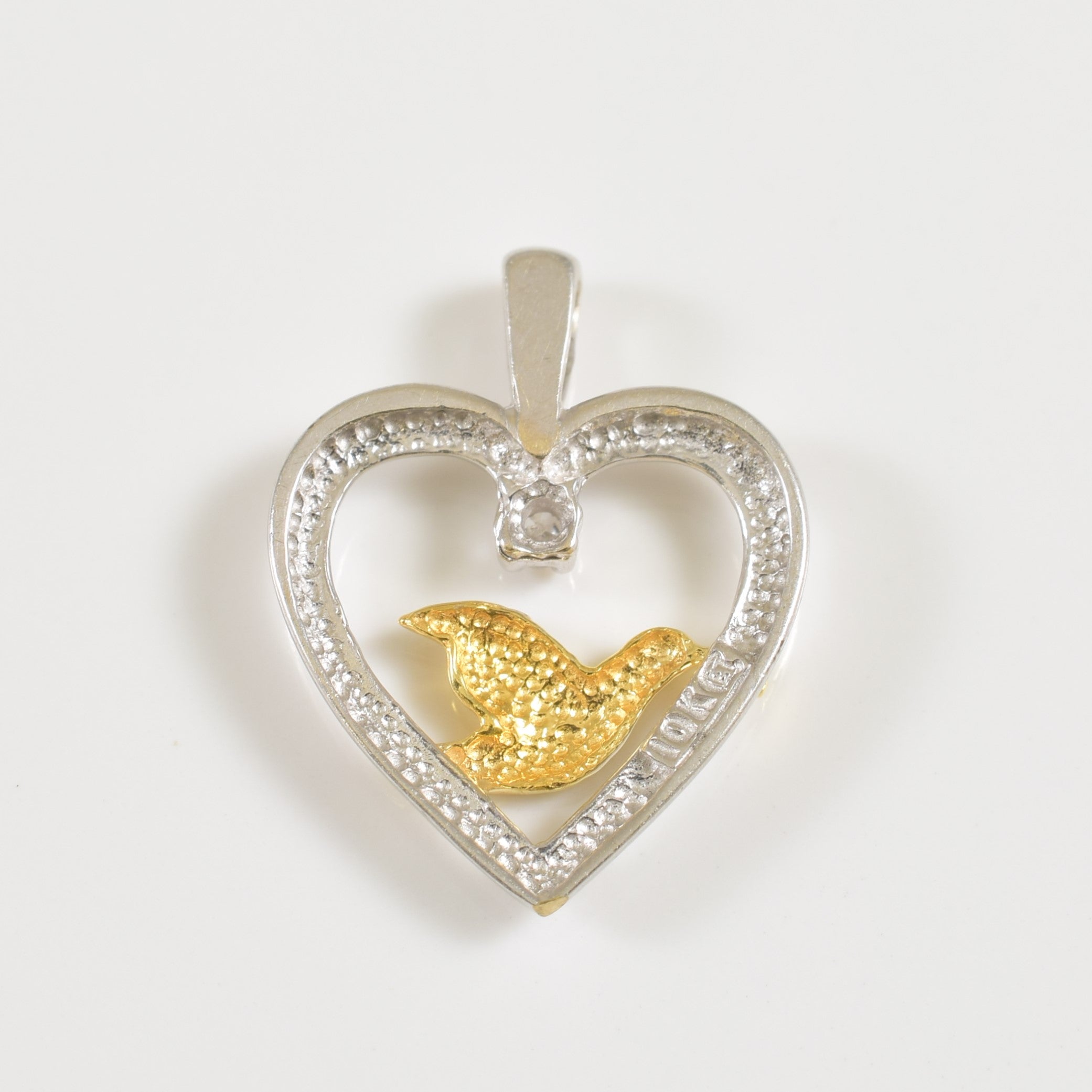 Diamond Heart & Dove Pendant | 0.01ct |